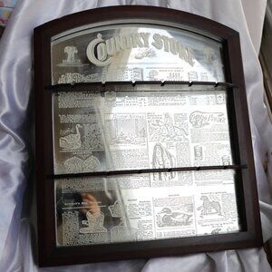 Franklin Mint Country Store Wood Frame Mirror Spoon Rack Wall Hanging Display